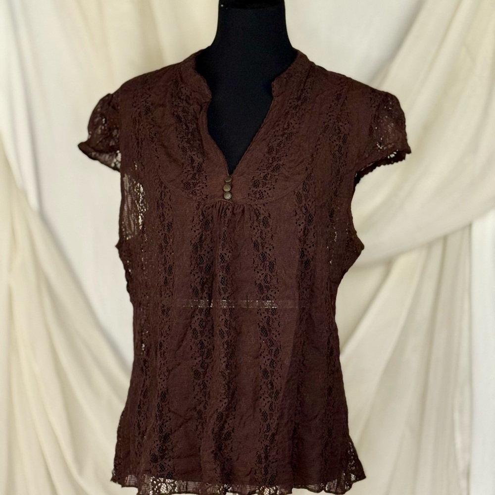 Faded Glory Brown Lace Blouse